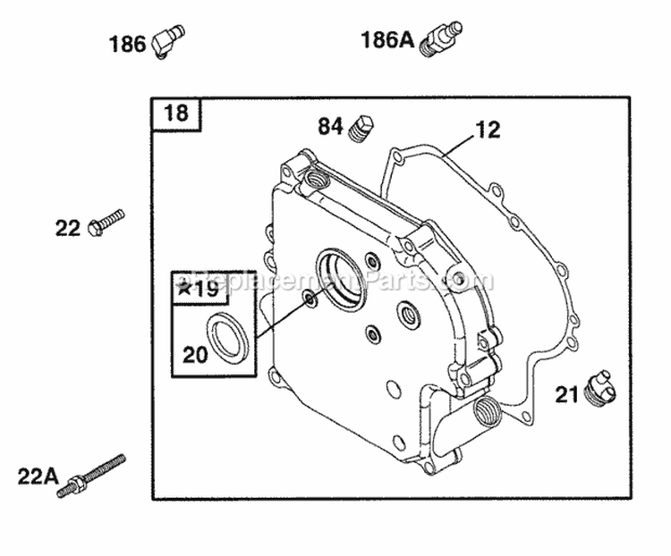 Crankcase Cover Diagram and Parts List for 176452-0049-01  Briggs and Stratton Engine